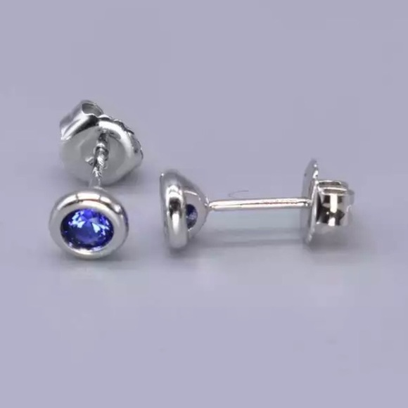 Tiffany & Co Silver Elsa Peretti Blue Tanzanite By Yard Earrings w/ Pouch - Picture 3 of 6